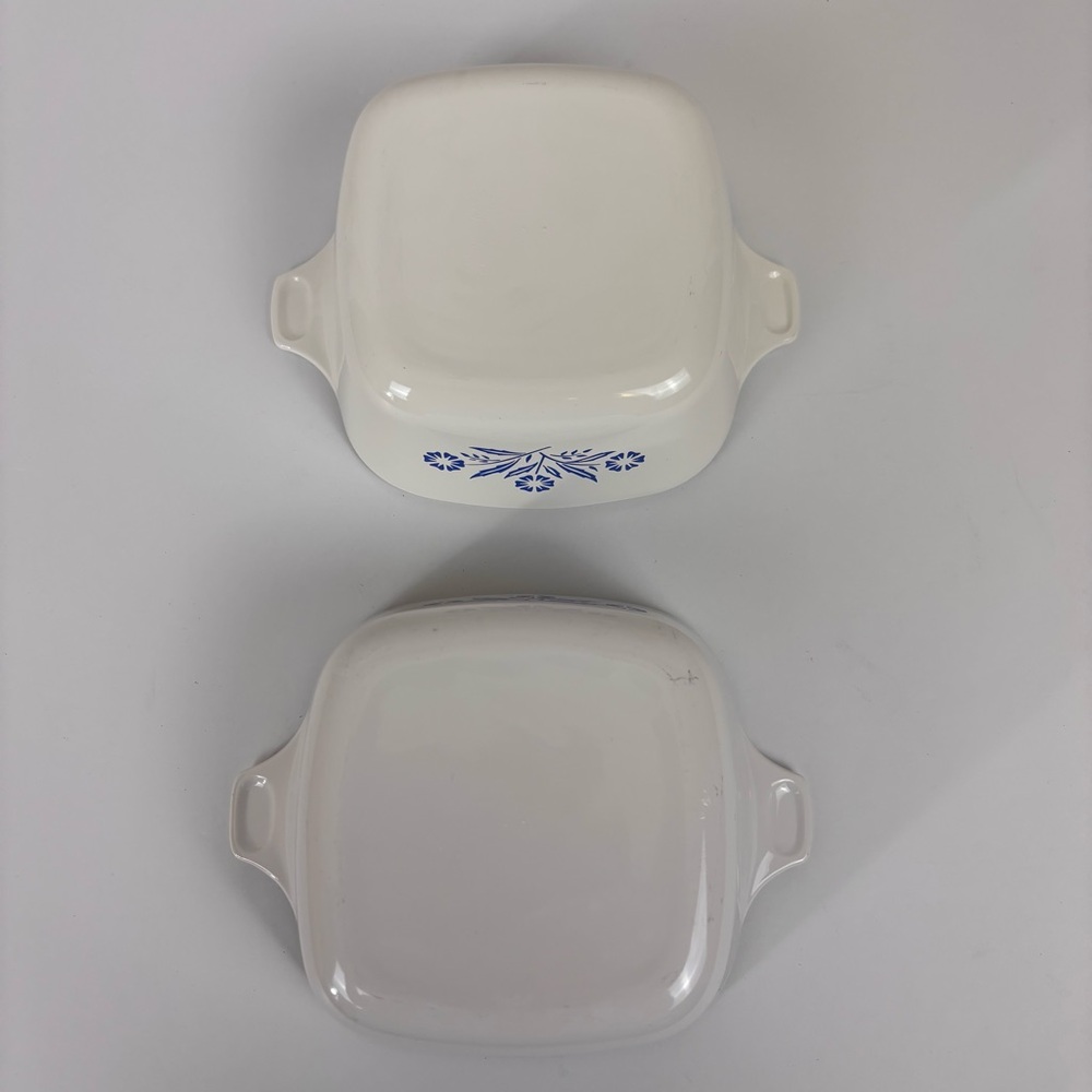 Vintage 2-Piece Corningware Petite Casserole Dish Blue Cornflower White 2-3/4 C - Picture 3 of 8